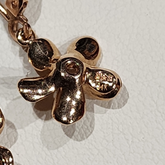 14k rose gold plumeria earrings - Picture 5 of 6